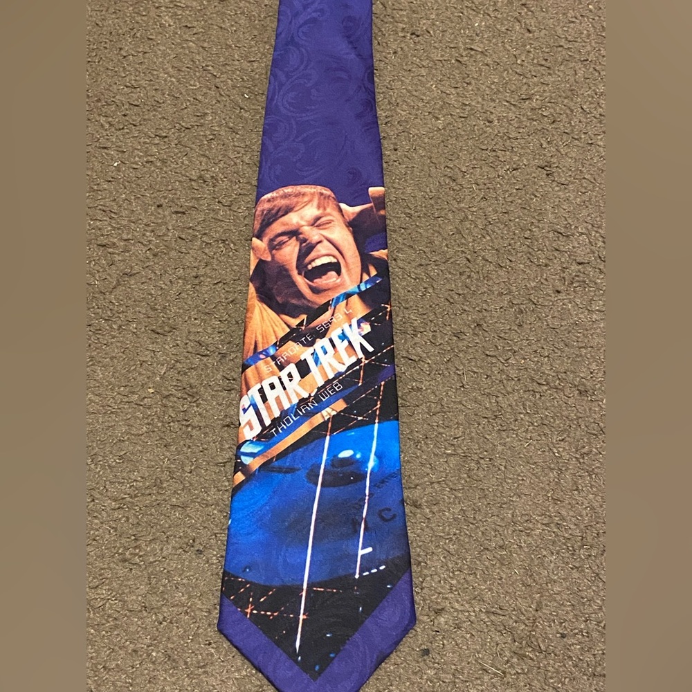 Vintage 1994 Ralph Marlin Purple Star Trek Men's Tie Tholian Web‎ Episode Chekov